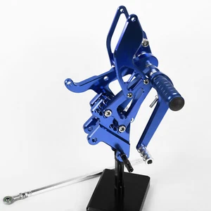 Blue CNC Foot pegs Rearsets Rear Brake set For Yamaha YZF R6 2003 2004 2005 - Picture 1 of 10