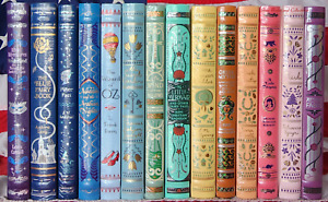 Set of 14 Bonded Leather Hardcover Children Books Peter Pan Alice Little Mermaid