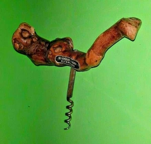 712-Cavatappi Legno Vintage Apribottiglie Corkscrew Somelier rustico - Foto 1 di 8