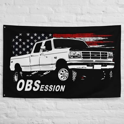 OBS Truck Flag With Crew Cab F250, Man cave garage decor 34"X56" - Image 1 of 4