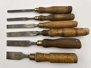 Set Of 6 Sheffield Made Firmer Chisels All Marples, Willen, Sorby Sheffield - Picture 1 of 15