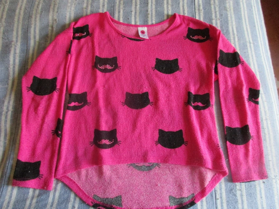 GUC 6/7 всего девочка розовая рубашка с черными кошками - Изображение 1 из 3