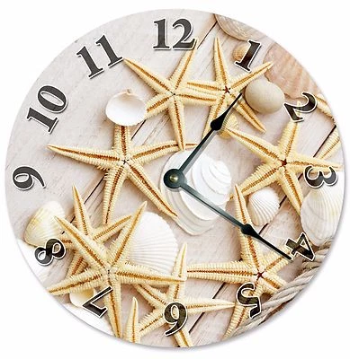 STARFISH And SEA SHELLS Clock - Large 10.5" Wall Clock - 2105  - Image 1 of 3
