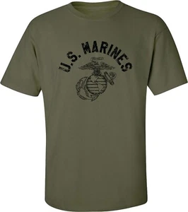 Camiseta Manga Corta "U.S. Marines" Vintage Arco Tinta Negra Adulto - Adulto Pequeña a 5X - Imagen 1 de 1