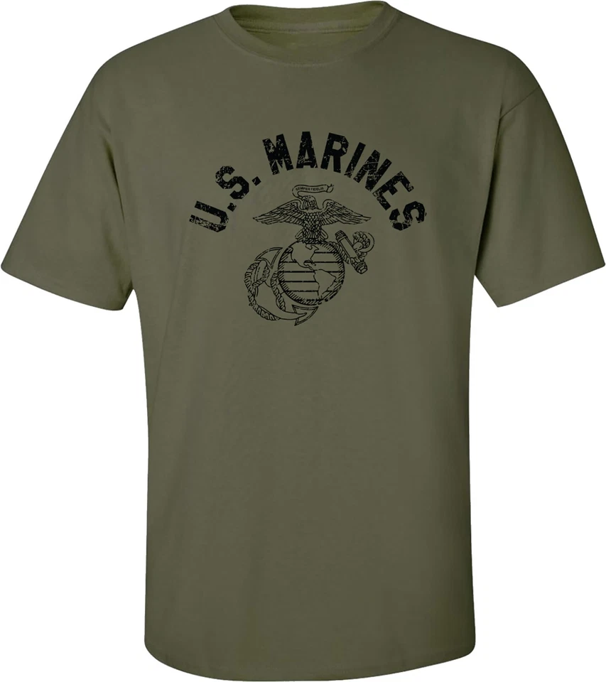 Camiseta Manga Corta "U.S. Marines" Vintage Arco Tinta Negra Adulto - Adulto Pequeña a 5X Foto 1 de 1