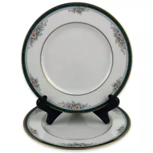 Noritake Landon Brotteller 2er Set Vintage 4111 türkis Band 6 1/4" Floral Gold - Bild 1 von 10