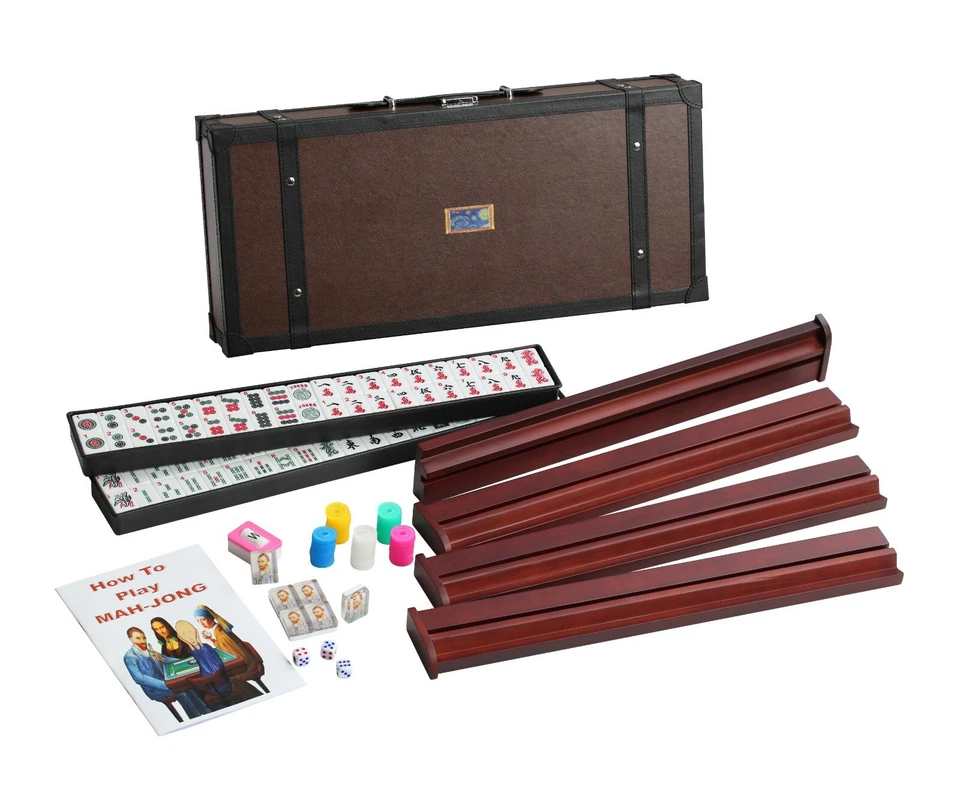 166 Tiles American Mahjong Set in Leather Suitcase High-End Limited Edition - Image 1 of 1