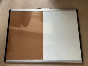 Wall Mounted Cork Notice Board with Magnetic White Board - New/Sealed - Picture 1 of 2