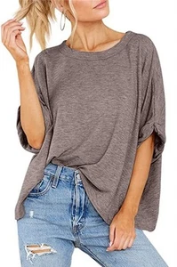 ShortSleeve Womens Summer Stretchy Cozy T-shirt Blouse Casual Plain Top Pullover - Picture 1 of 21