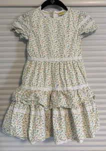 Mini Boden Dress Sz 5-6Y Yellow Floral Ruffles Lace Tulle Made In India - Picture 1 of 8
