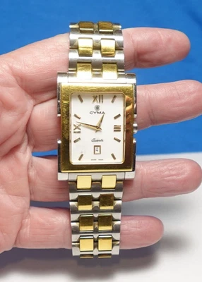 RELOJ PULSERA CYMA LE LOCLE VINTAGE CUARZO PANTALLA FECHA 2 TONOS Foto 1 de 3