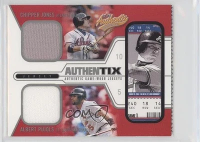 Camisetas Fleer Authentix Game 2004 doble rasgado Chipper Jones Albert Pujols Salón de la fama Foto 1 de 2