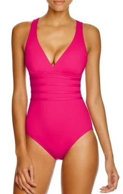 NEW La Blanca Berry Solid Multistrap Cross Back Maillot One Piece Swimsuit 12 - Image 1 of 4