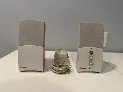 VINTAGE RETRO Labtec LCS-1016 PC Computer Speakers w/ OEM Power Supply - Image 1 of 2