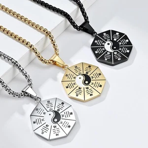 Collar Colgante Joyería Acero Inoxidable Protección Bagua Amuleto Yin Ying Yang - Imagen 1 de 45