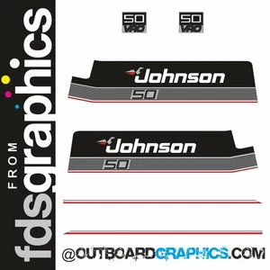 Johnson 50hp VRO outboard engine decals/sticker kit (black design) - Picture 1 of 1