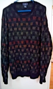 VTG Men Dockers Pullover Crewneck Grandpa Dad Sweater Black w/color squares XXL - Picture 1 of 7