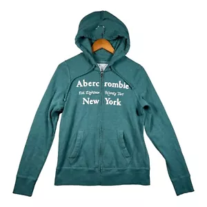 Abercrombie And Fitch Hoodie Women's Green Zip Sweat New York 92 Yoga Running M - Picture 1 of 4