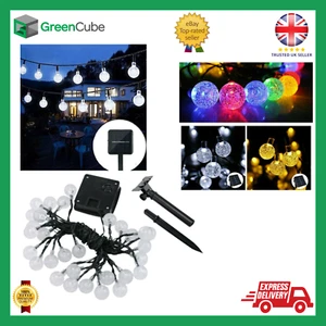 30/50 LED 8/12M SOLAR STRING LIGHT CRYSTAL BALL WATERPROOF GARDEN OUTDOOR DECOR - Picture 1 of 17