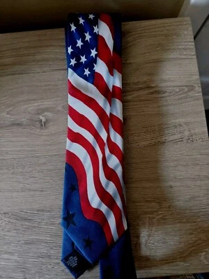 American Flag Men's Tie American Traditions 58x3 NWT America The Beautiful Navy - Image 1 of 4