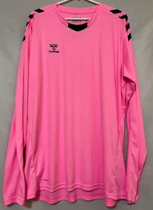 Hummel Core XK Mens 3XL Pink Long Sleeve Soccer Goalie Jersey Purple Vinyl Decal - Picture 1 of 13
