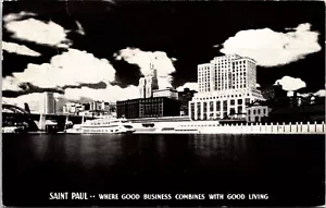 Skyline View Mississippi River St Paul Minnesota Postcard E60 - Imagen 1 de 2