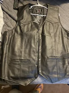 Leather Biker Vest With Side Laces, Men’s XXL - Picture 1 of 9
