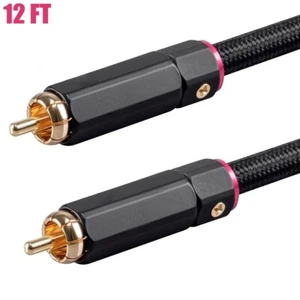 12FT Premium Digital Coax Coaxial Audio Video RCA Cable Cord S/PDIF RG6/U Gold - Picture 1 of 5