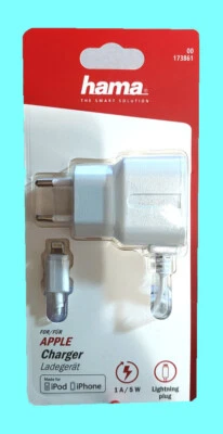 HAMA,  Typ:  00173861,  1 A,  5W,  weiß,  Ladenetzteil für Apple - Bild 1 von 4