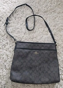 Coach Signature Crossbody Bag Womens Brown Leather Shoulder Detachable Straps - Picture 1 of 9