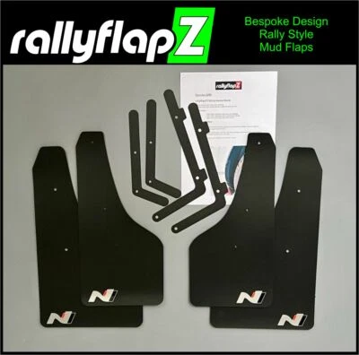 rallyflapZ | Mudflaps & Fixing Kit to fit Hyundai i20N Black 4mm *Satin-Matt N-S - Image 1 of 3