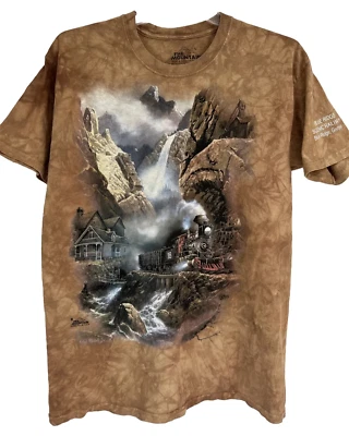 Train Mountain Tee Lg Tye dye Ted Blylock Railroad Blue Ridge Waterfall Georgia - Image 1 of 4
