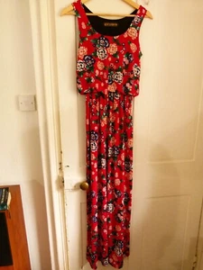 Ladies QED London Red Floral Dress - Size 10 - Picture 1 of 4