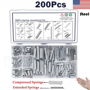 Set 200 Molle Bobina Assortite Piccole Metallo Acciaio Espansione Molle Compresse US - Foto 1 di 12