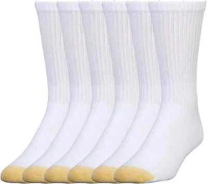 6 pares de calcetines deportivos blancos con puntera dorada para hombre de algodón talla 13-15 zapatos 12-16 - Imagen 1 de 2