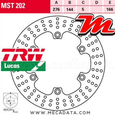 Disque de frein Arrière TRW MST 202 Honda VT 1100 C2 Shadow Ace (SC32) 1996 Foto 1 de 2