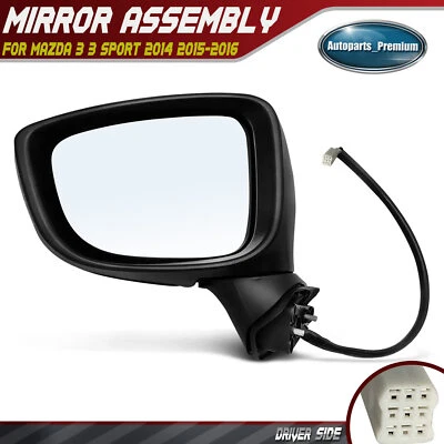 Espejo retrovisor eléctrico izquierdo con luz de señal térmica para Mazda 3 Sport 2014-2016 construido en Japón Foto 1 de 4