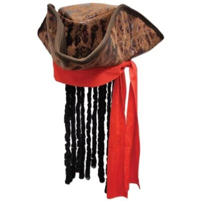 Beistle Caribbean Pirate Hat with Dreadlocks - Image 1 of 4
