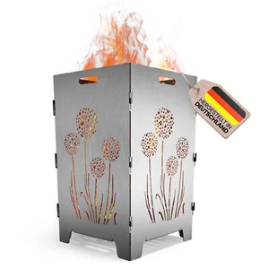 TiKo-Design Feuerkorb mit Pusteblumen-Motiv, 4- fach Laserung, Zerlegbar, Garten - Bild 1 von 14