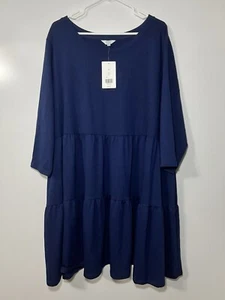 Crown & Ivy Women’s Dress Navy Blue, Knee Length, 3/4 Sleeve, NWT, Sz 4X - Picture 1 of 14