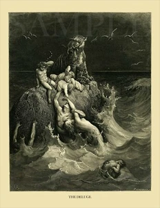 8,5x11 Gustave Dore "Die Sintflut" Bild Neu Kunst Poster Druck Alt Antik Deko - Bild 1 von 1