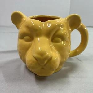 Unbranded Cheetah Head Mug Cup Yellow Ceramic Drinks Small Chip - Picture 1 of 7