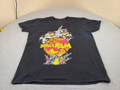 Space Jam Shirt Mens XL Black Looney Tunes Basketball Graphic Tee 90s Cartoon - Image 1 of 4