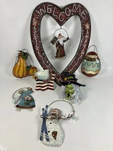Insegna Cuore Benvenuto Smaltata Metallo Vacanze Vintage per Porta o Parete,8 Pezzi - Foto 1 di 18