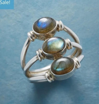 NUEVO Catálogo de Joyas Sundance Anillo Indigo Ridge Laborita Triple Piedra Plata 7 Foto 1 de 4