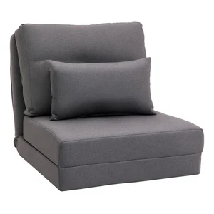 Foldable Floor Sofa Chair Seat w/ Adjustable Backrest & Pillow, Living Room Grey - Picture 1 of 11