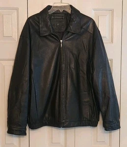 Roundtree & Yorke Mens Learher Heavy Weight Black Bomber Jacket XL - Picture 1 of 5