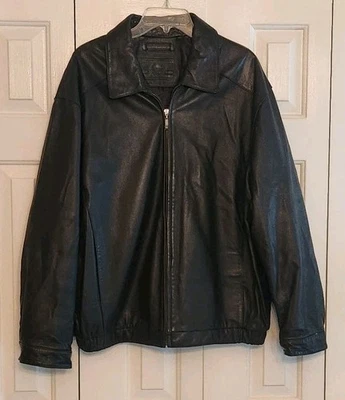 Roundtree & Yorke Mens Learher Heavy Weight Black Bomber Jacket XL - Image 1 of 4