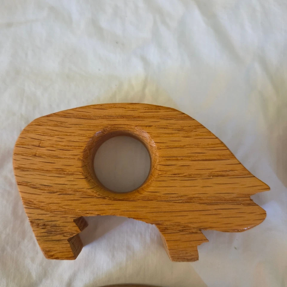 Juego de 6 servilleteros de madera para cerdo decoración de mesa de granja Foto 1 de 4