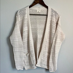 Artelier Nicole Miller Cream Crochet Cotton Cardigan Size M - Picture 1 of 4